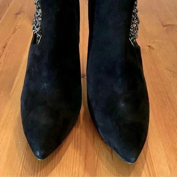 Via Spiga Yolanda Heel Booties Chain Stud Leather Suede Edgy Mobwife - Picture 11 of 11